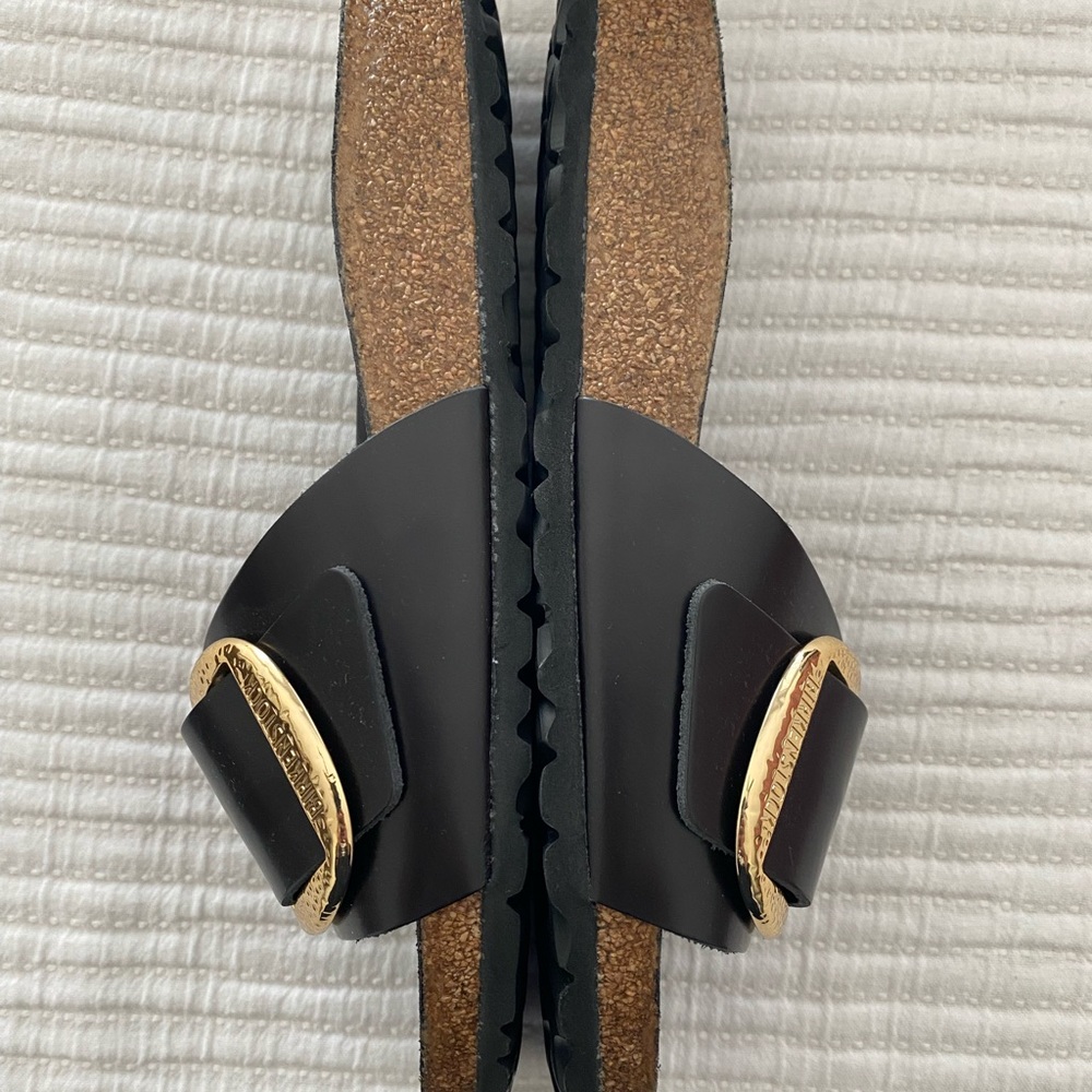 Birkenstock Black Slides with Gold Accents - Picture 6 of 10